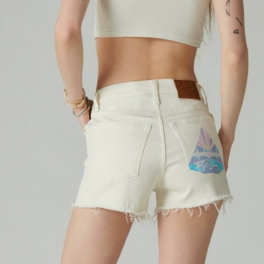 Lucky Brand Size Pink Floyd High Rise Mom Denim Shorts Size 6/28